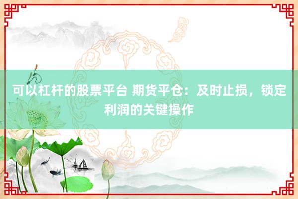 可以杠杆的股票平台 期货平仓：及时止损，锁定利润的关键操作