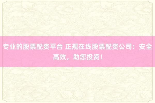 专业的股票配资平台 正规在线股票配资公司：安全高效，助您投资！