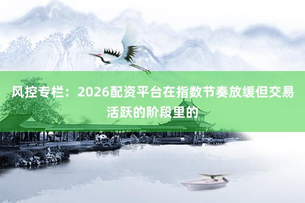 风控专栏：2026配资平台在指数节奏放缓但交易活跃的阶段里的