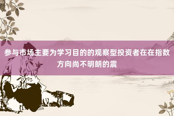 参与市场主要为学习目的的观察型投资者在在指数方向尚不明朗的震