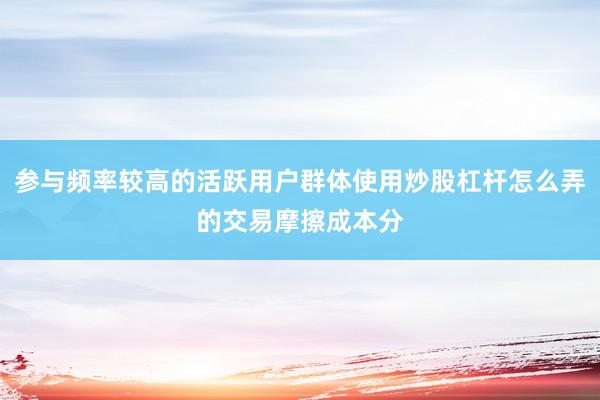 参与频率较高的活跃用户群体使用炒股杠杆怎么弄的交易摩擦成本分